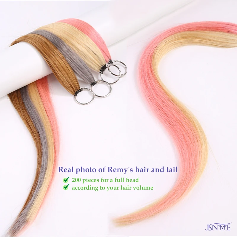 JSNME Color Human Hair Extensions Microloop New Hair  Comfort Invisible Color 100% Human Hair Extensions Blue Purple 613 Color