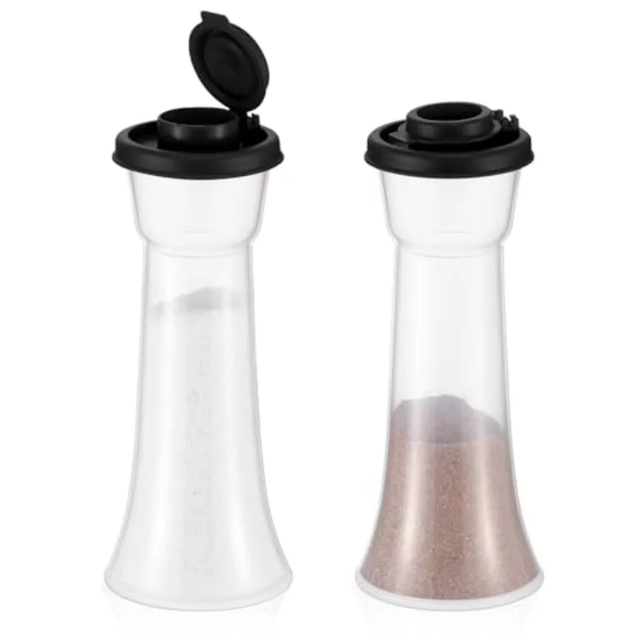 

2 Set Plastic Salt and Pepper Shakers Hourglass Salt and Pepper Shakers with Lids Large Cove for Camping Outdoor Lunch Home Kit