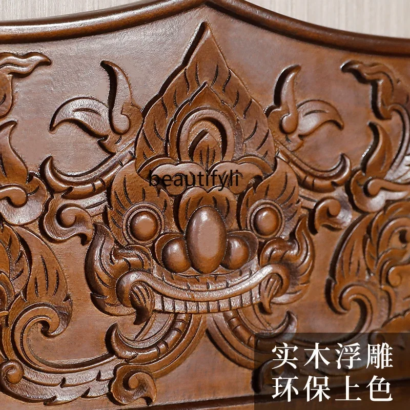 07 โซฟาห้องนั่งเล่นไม้เนื้อแข็งสไตล์เอเชียตะวันออกเฉียงใต้และโต๊ะน้ําชารวมกันเฟอร์นิเจอร์เตียง Arhat