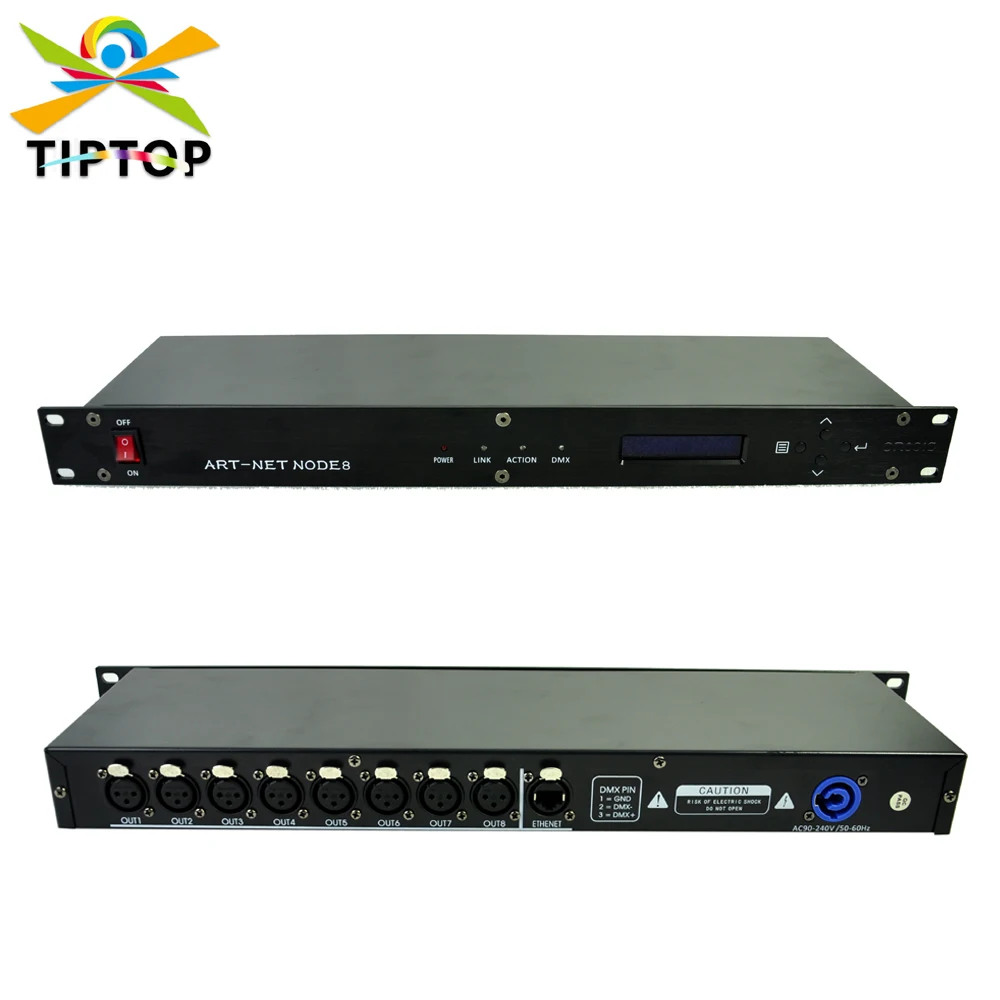 

TIPTOP 8 Universes Art Net DMX512 Network Converter Singla Exchange Tool Stage Light Controller Ethernet Network LCD Display