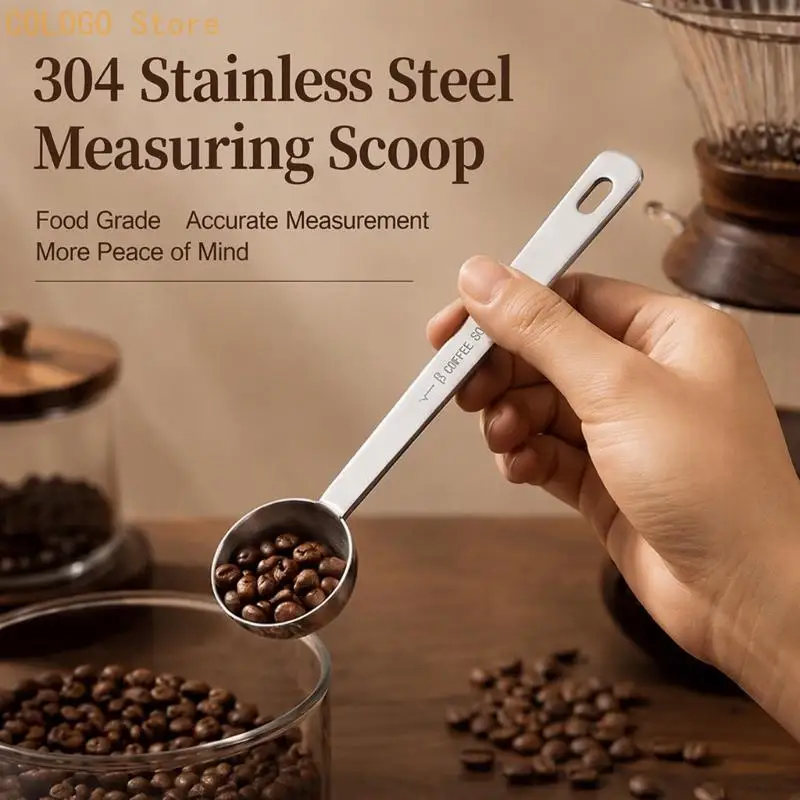 Labeled Steel Scoops for Dry Ingredient Portioning, Set of 4 Coffee Spoons D0LD