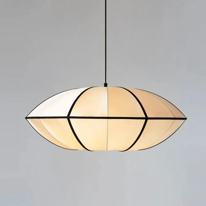 Nordic Fabric Restaurant Pendant Light LED Retro for Living Room, Bedroom, Study, Modern and Simple Hanging Line Lighting