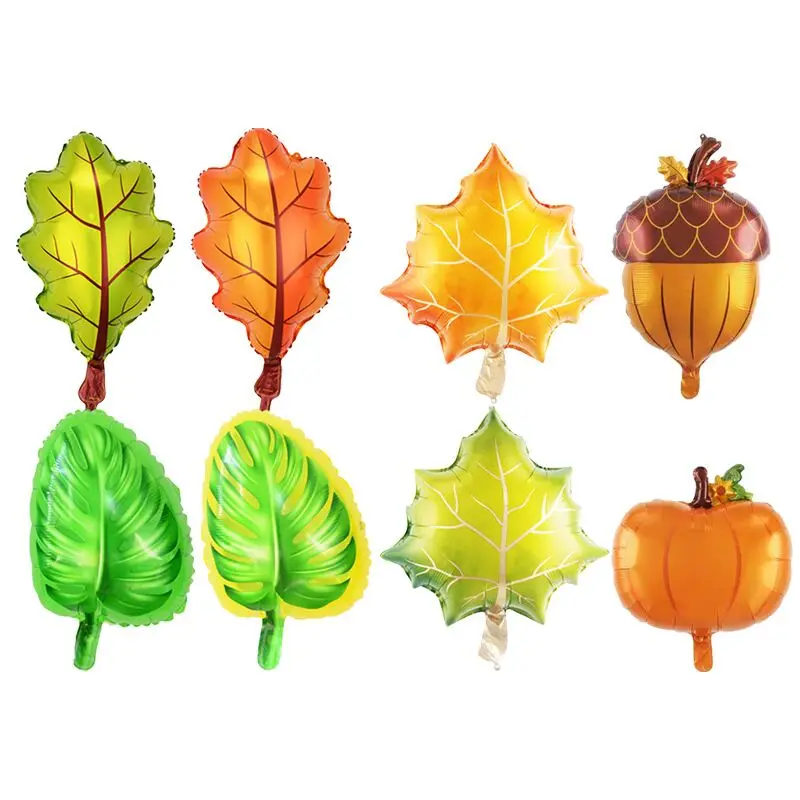 8Pcs Pinecone Leaf Foil Balloons Maple Ballon Fall Thanksgiving DayToys Wedding Anniversary Birthday Party Decorations Globos