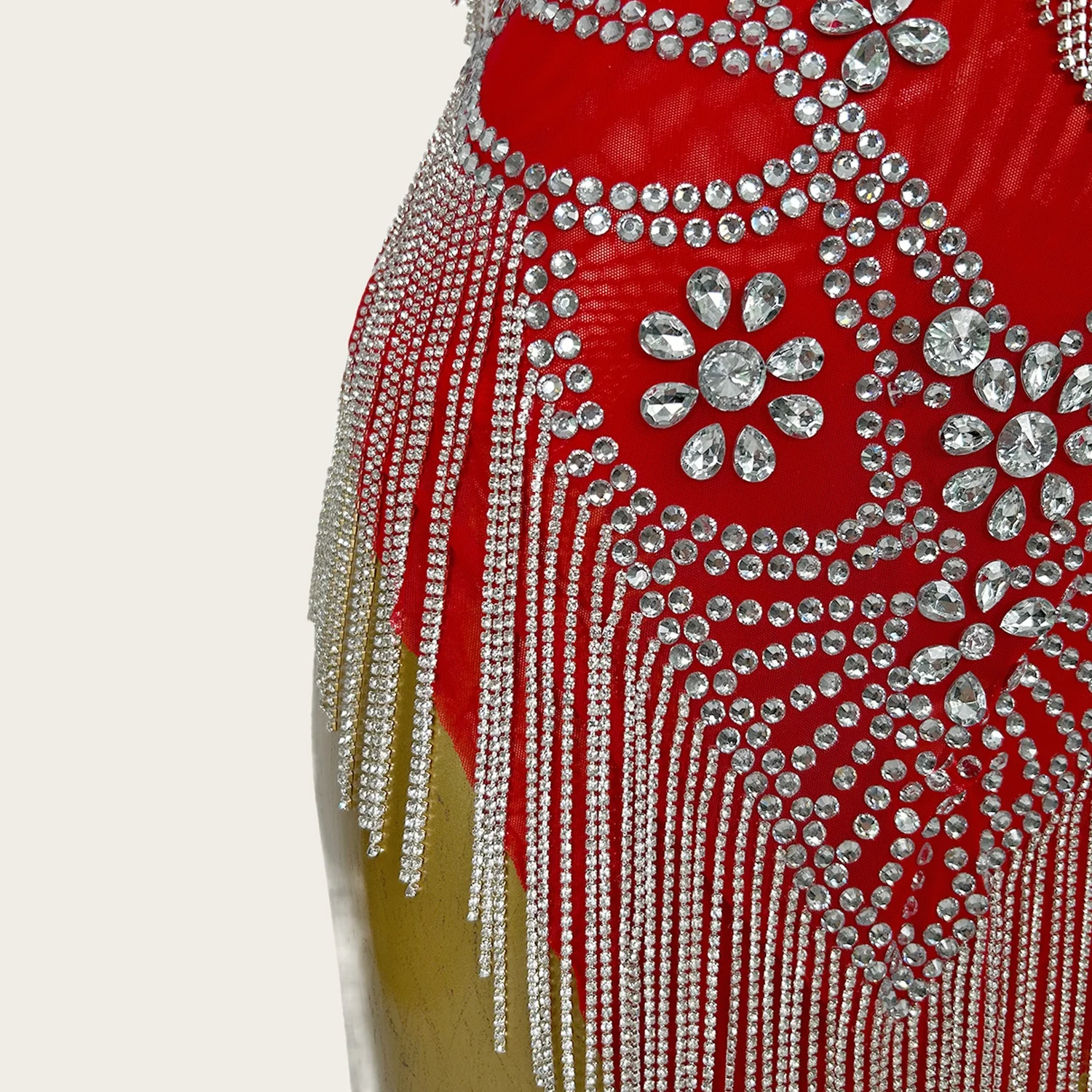 Yelian Luxury Sparkly Rhinestone Tassel Sheer Mesh Dress Sexy Latin Dance Mini Dress Party Women Couture Birthday Cocktail Dress