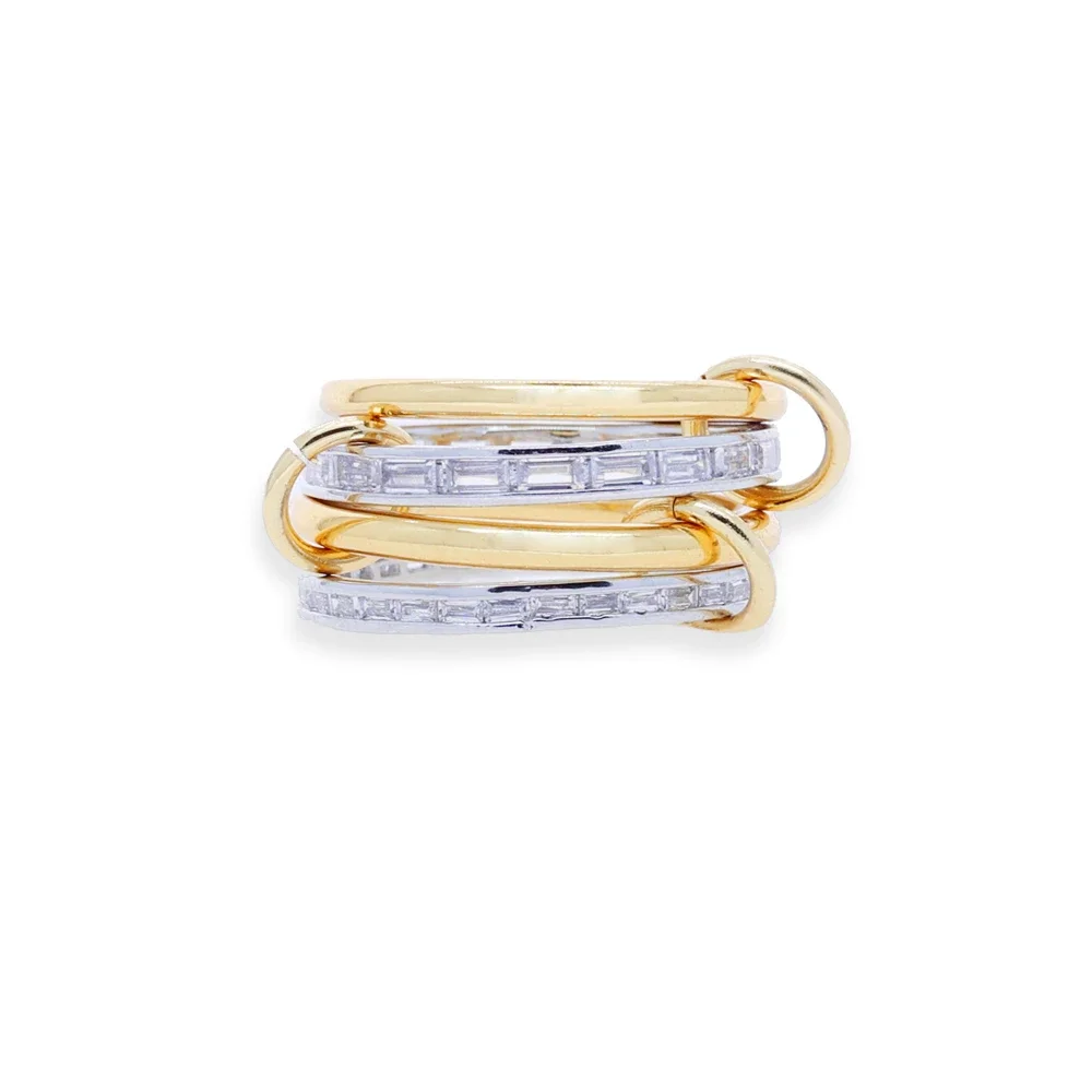 2025 New High Quality Silver and Gold Double-color Multiple Rings Zircon Hip-hop Ladies Ring Jewelry