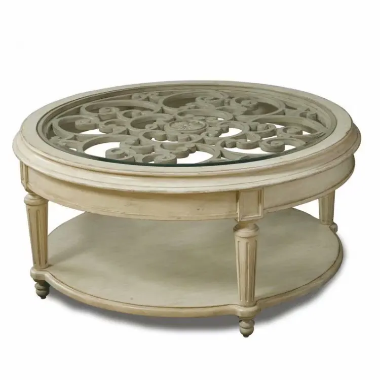 European living room solid wood retro carved hollow coffee table coffee table