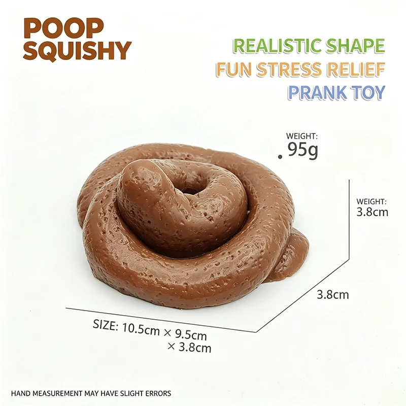 Realistic Poop Squishy Stress Toy Squeeze Fidget Ball Gross Prank Joke Decompression Toy, Novelty Gag Gift for Teens Party Decor view 3