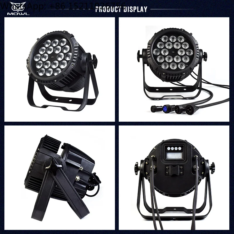 4 Pack IP65 Outdoor Waterproof Stage Lighting 18pcs DMX512 Wash LED Par Light with Flight Case