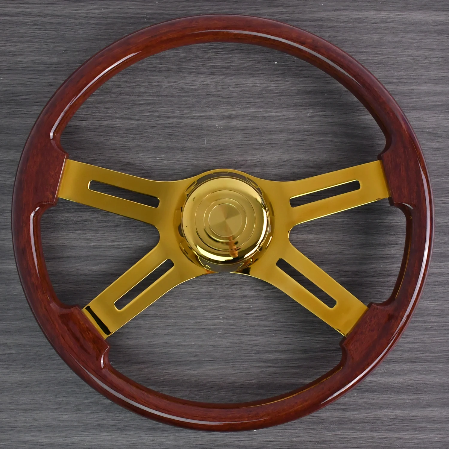 18-inch Solid Wood Painted Truck Steering Wheel Four-Spoke Aluminum Alloy Chrome Truck Steering Wheel vintage Style Heavy Truck