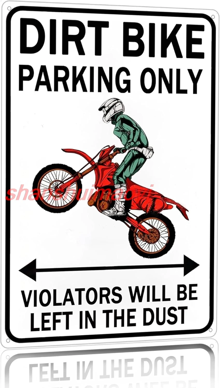 Dirt Bike Accessories Motorcross Gifts Funny Dirty Bike Parking Only Vintage Tin Sign for Man Cave Boy's Room Garage Wa SHAN