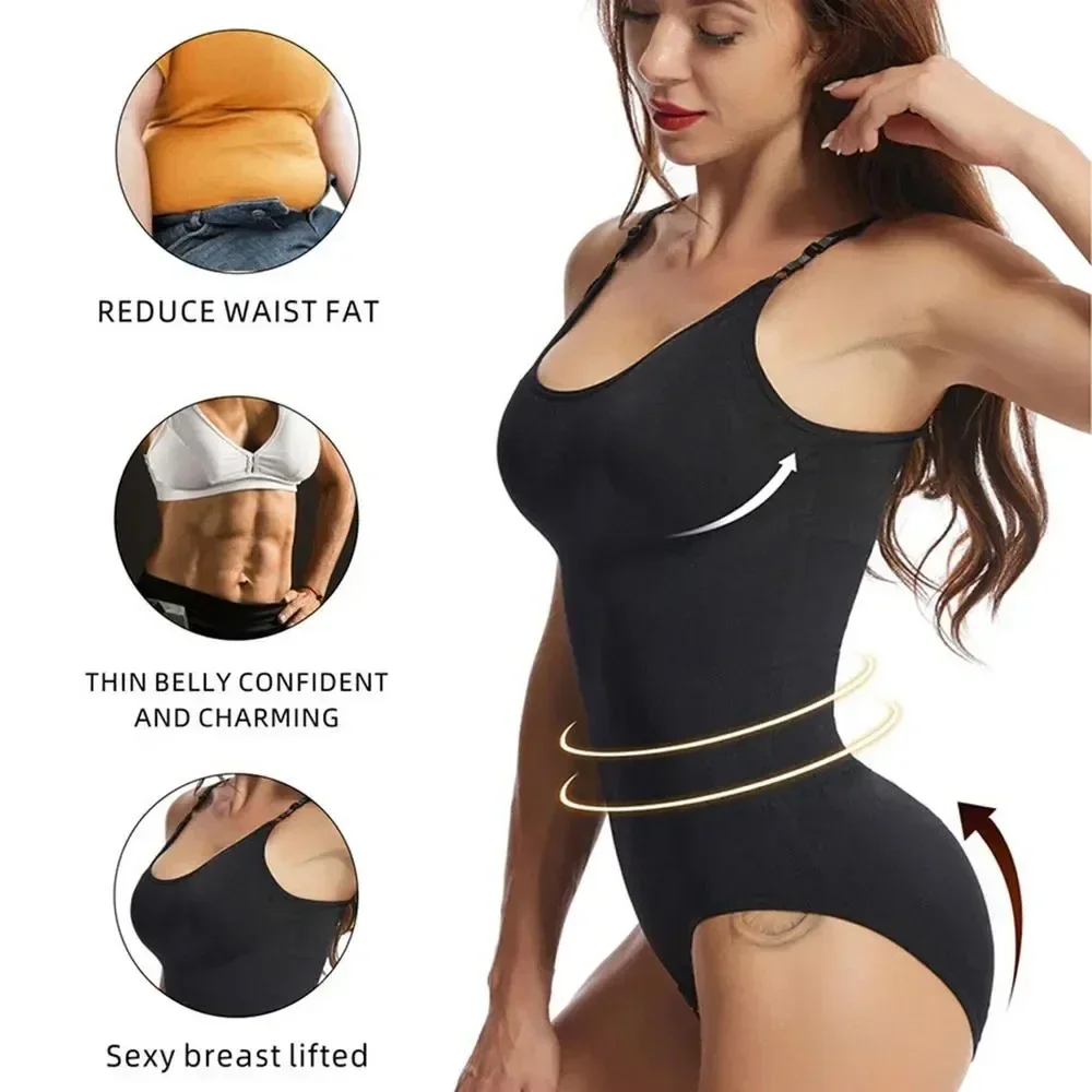 XQQMXX 1Pcs Shapewear Waist Trainer Bodysuits Women Clothing Tummy Control Seamless Full Body Shaper Square Neck Jumpsuits Top