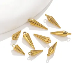 10pcs Stainless Steel Cone Charms PVD Gold-plated Pendants for Women Man Hoop Earring Making Supplies Charm Jewelry Findings