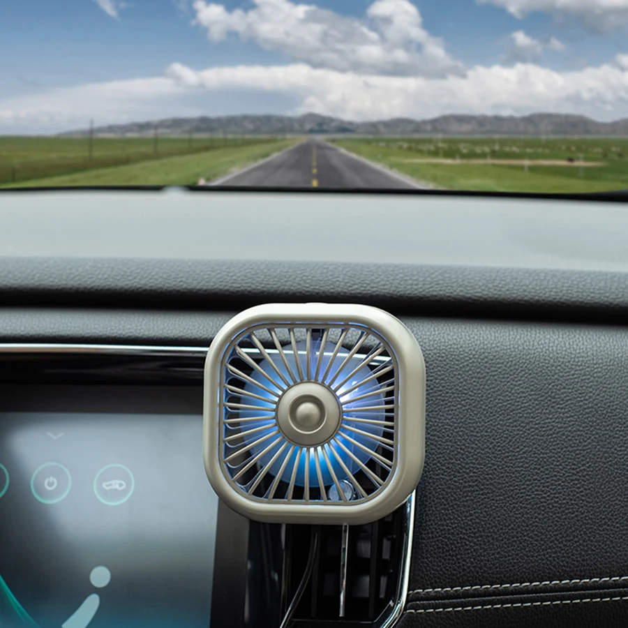 USB Plug-in Car colorful Small Fan with 3-Speed Wind Power and colorful Lighting That Can Be Freely Switched