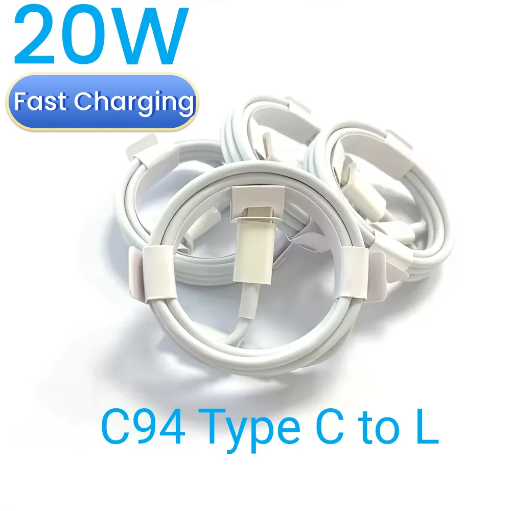 

10pcs 20W PD C94 Chip USB C To L Fast Charging Cable Type C to 8pin Charge Cable For 14 13 12 11 Pro Max With Original packaging