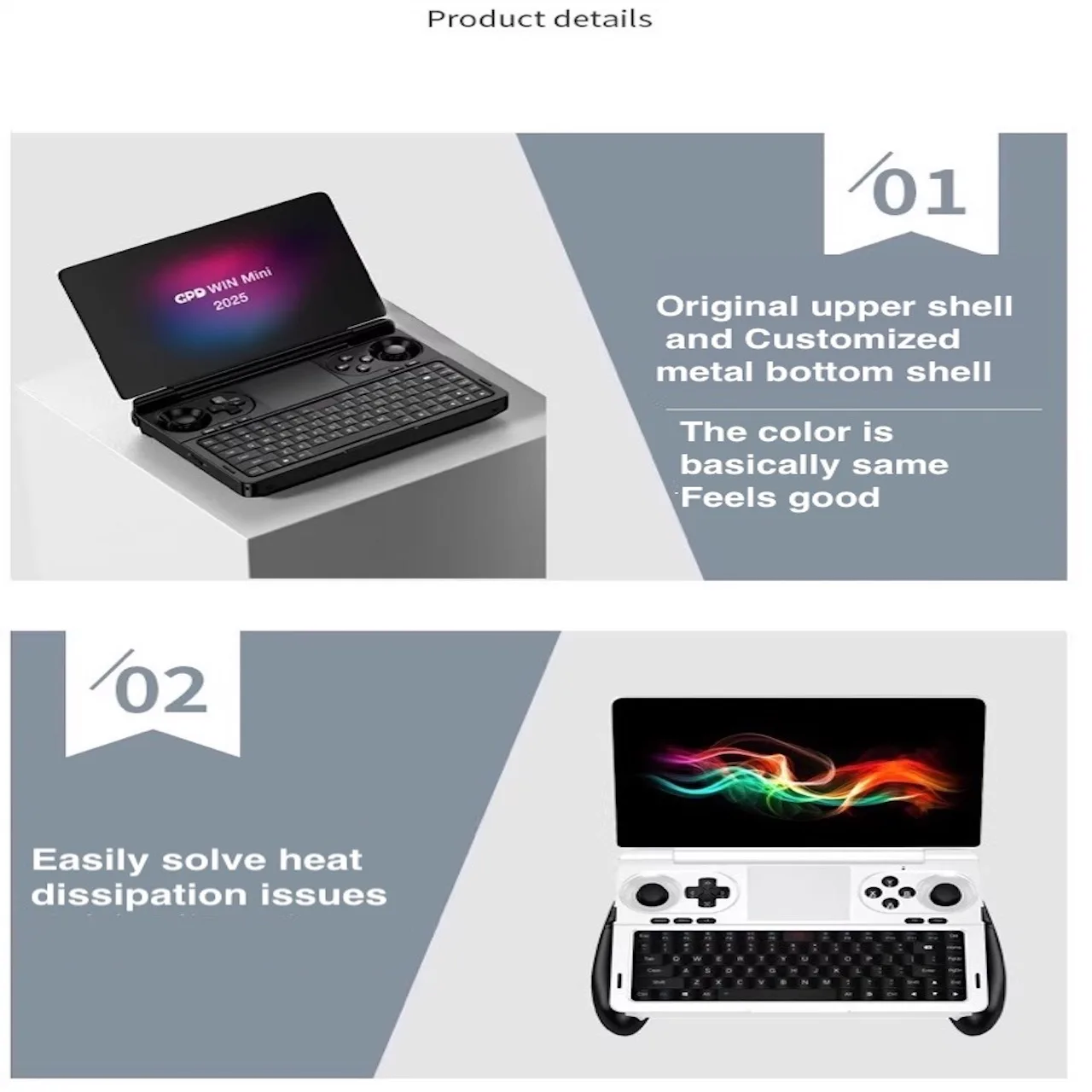 For 2025 GPD WIN MINI Laptop Cooling Module +Aluminum Alloy Bottom Shell