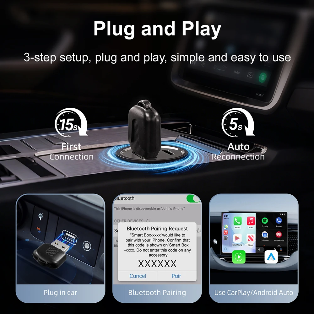 Smart Box Car Intelligent Systems For Car With Wired CarPlay Wireless CarPlay Dongle Wireless Android Auto Adapter