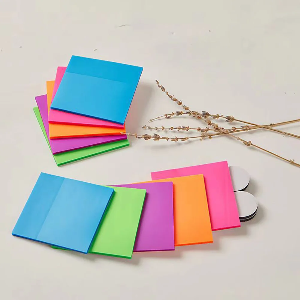

6pcs Colored Transparent PET Reusable Memo Pads Adhesive Stickers Trace Free Office School Supplies Students Note