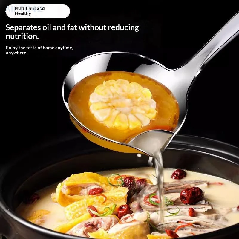 Home Cooking Oil Filter - pogyrt roestvrijstalen olie-scheidende soeplepel met lange