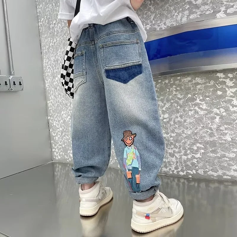 Boys Jean Pants Long Trousers Denim 2024 Stylish Spring Autumn Baby's Kids Teenagers High Quality School Children's Clothing