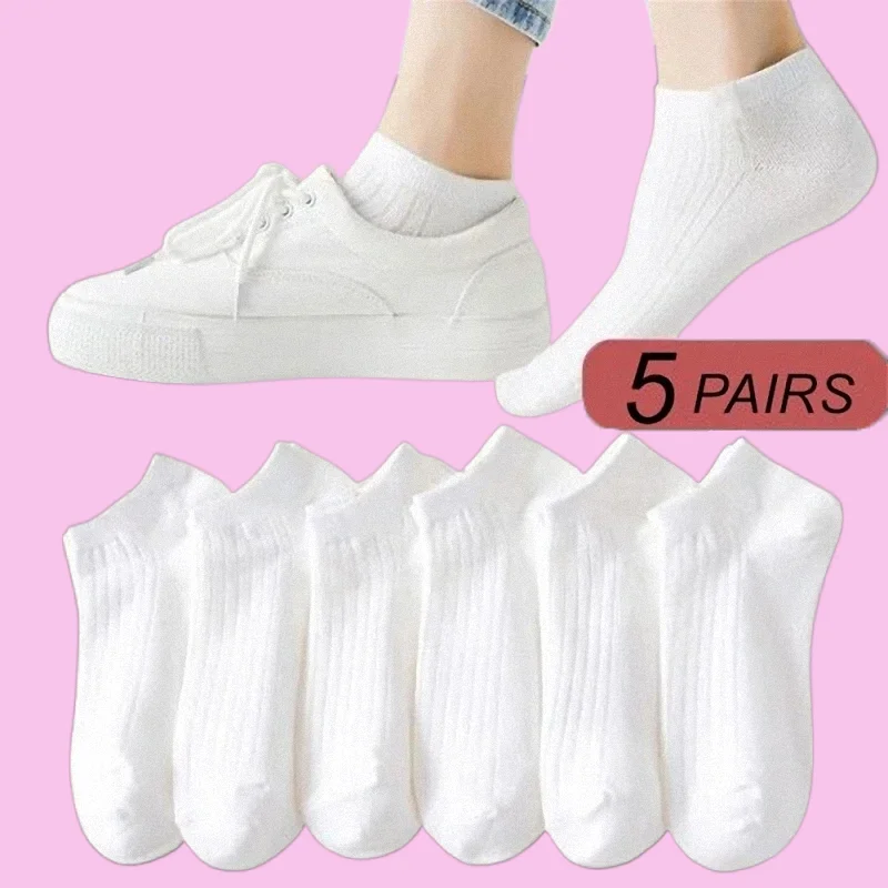 

5/10 Pairs High Quality 100% Cotton Men Women Ankle Socks Invisible Sport Sweat-absorbing Low Cut White Black Tube Boat Socks