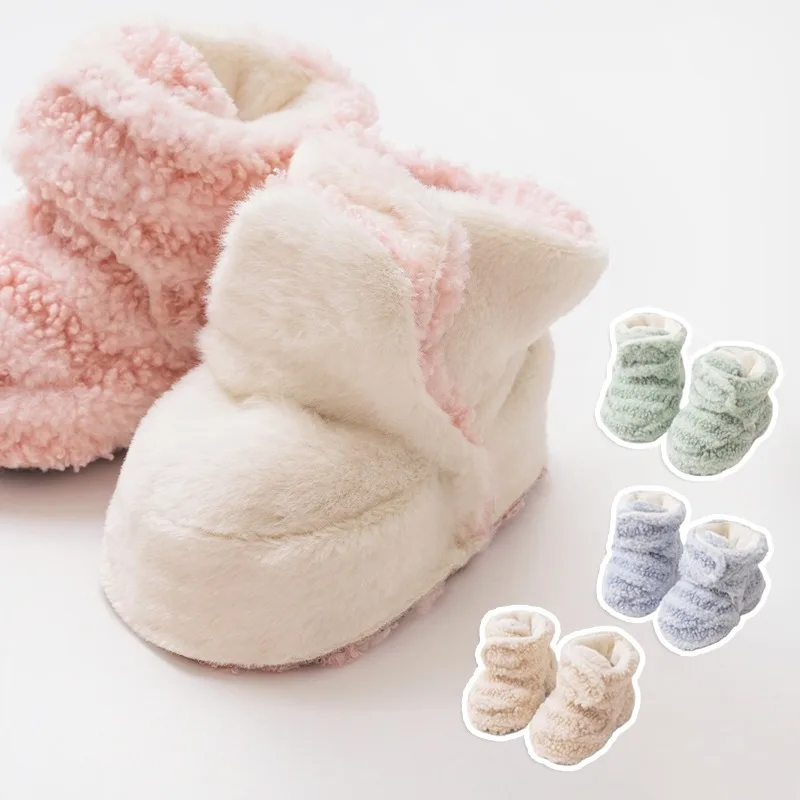 

0-18 Month Newborn Baby Soft Sole Shoes And Socks Set Winter Thickened Velvet Warm Cotton Foot Protection Toddler Footwear