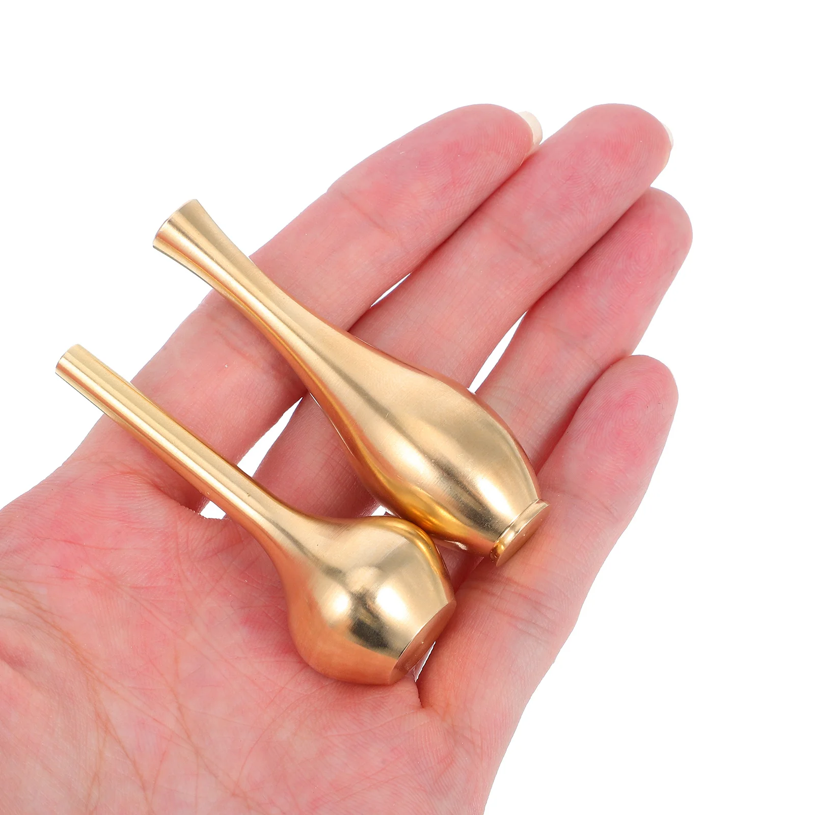 

2Pcs Mini Brass Flower Vase Vintage Style Incense Holder Home Decor Tiny Vase Ornaments Living Room Office Incents-Sticks Holder