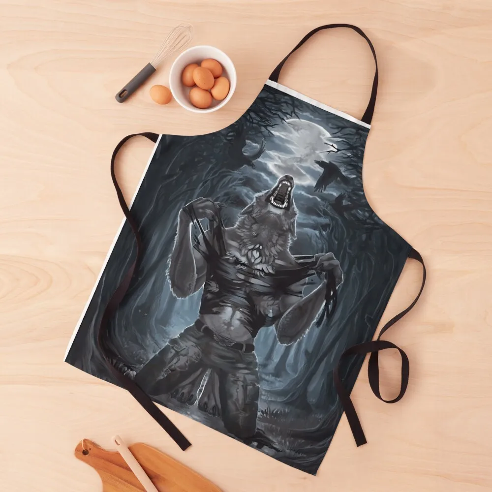 Werewolf Ripping Shirt Meme Apron kitchen utensil christmas Women's Home Clothes Hairdressing Apron