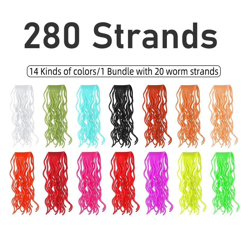 14 Kleuren Gemengd/Set 280 Draden Squirmy Wormy Legs Zachte Worm Lichaamsvlieg Vliegbindmateriaal voor San Juan Worm Regenworm Vlieg Aas