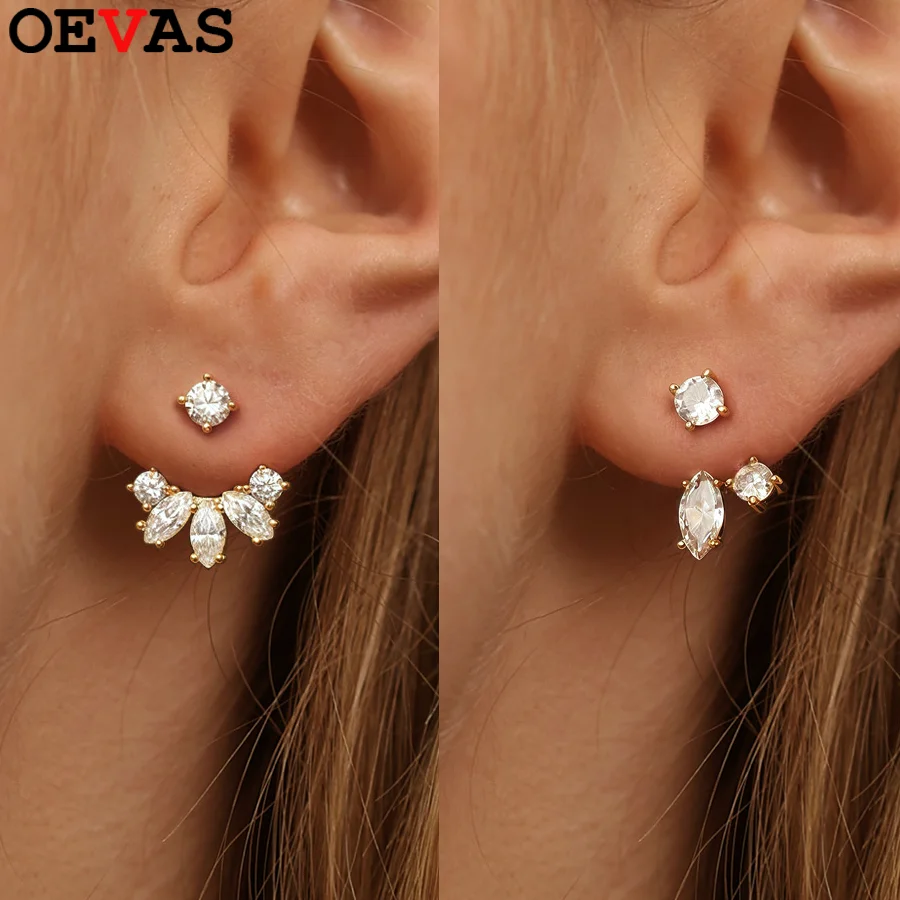 

OEVAS Water Drop Moissanite Irregular Earrings 925 Sterling Silver Lab Diamond Two-in-one Detachable Stud Earrings for Women