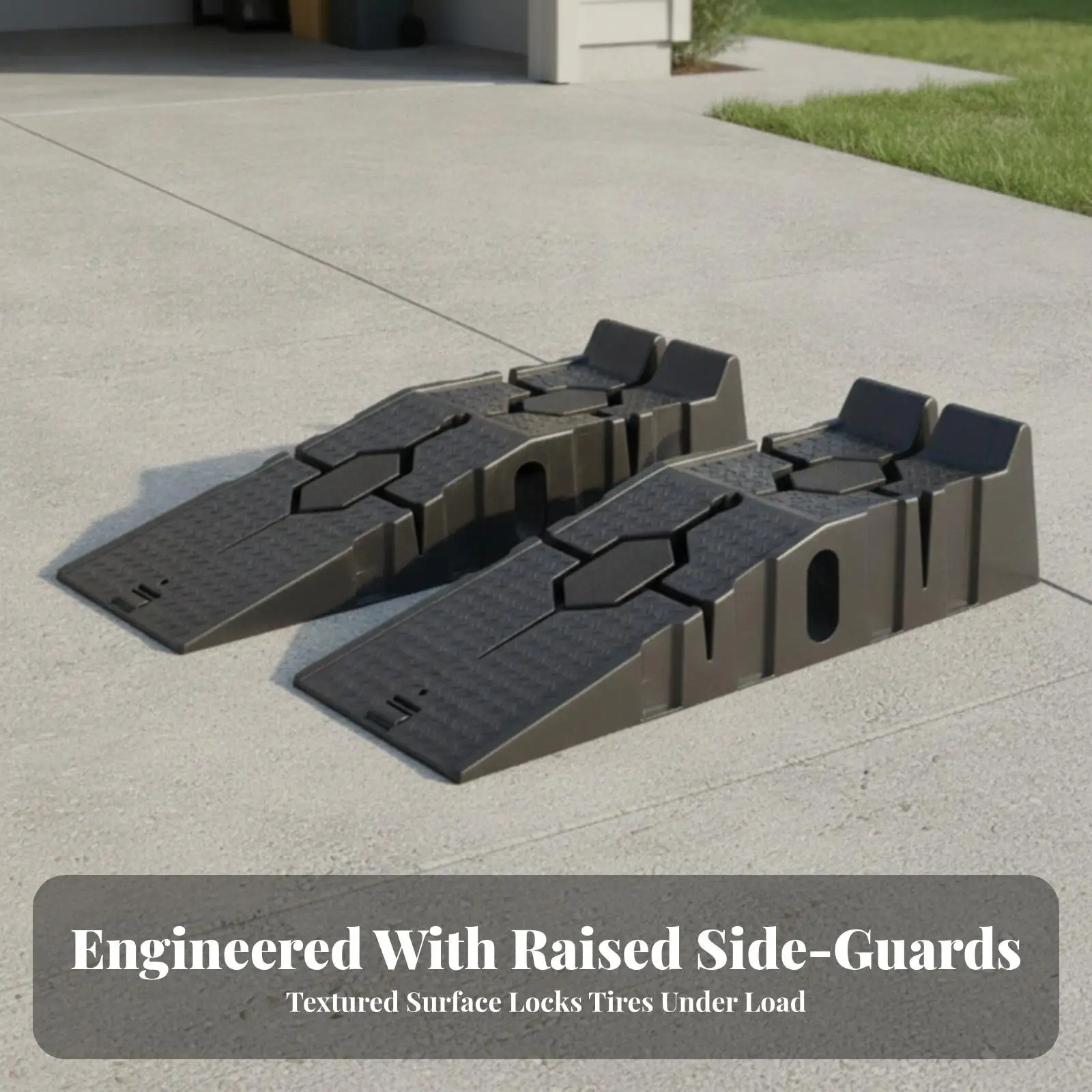 Car Maintenance Ramp Heavy Duty Plastic Auto Service Ramp for Oil Change Vehicle Lift Ramp Portable Ramp for Garage Workshop