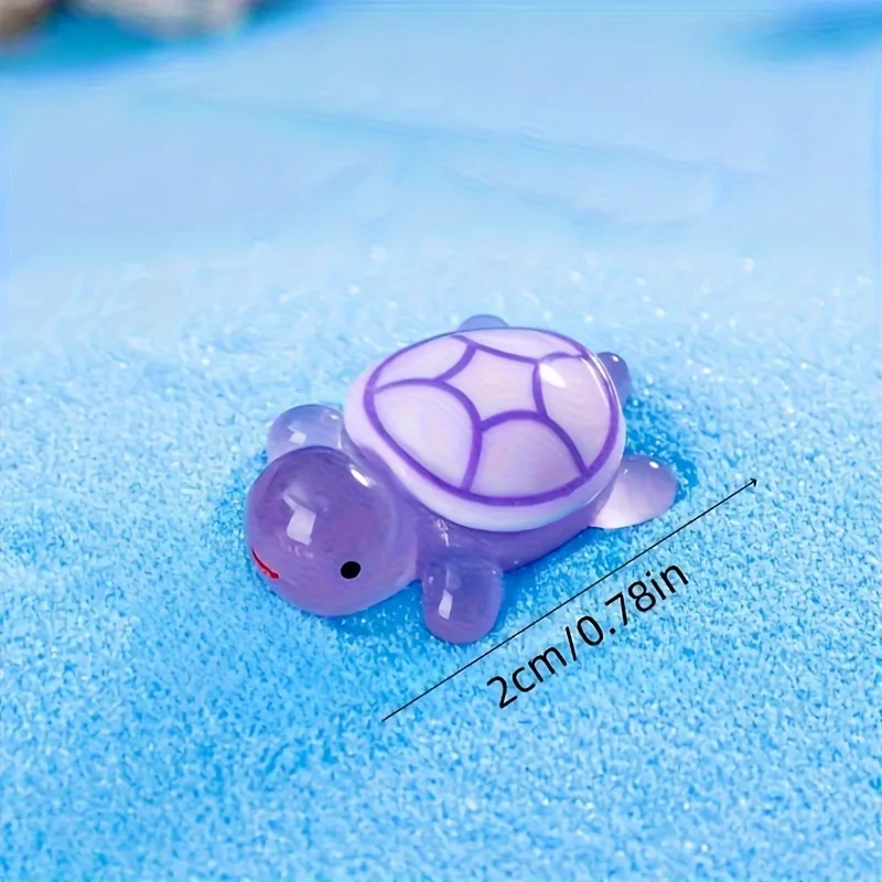 10 pçs cor misturada bonito mini ornamentos de tartaruga luminosa brilhando no escuro miniaturas tartaruga paisagem crianças brinquedos decoração para casa presente