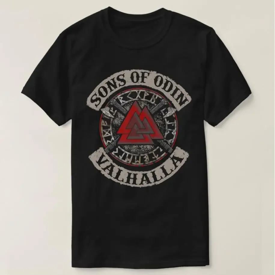 นักรบนอร์ดิกลูกชายของ Odin Valhalla Valknut Rune เสื้อยืด 100% Cotton O-คอสั้นแขนเสื้อฤดูร้อน Casual Mens เสื้อยืดขนาด S-3XL