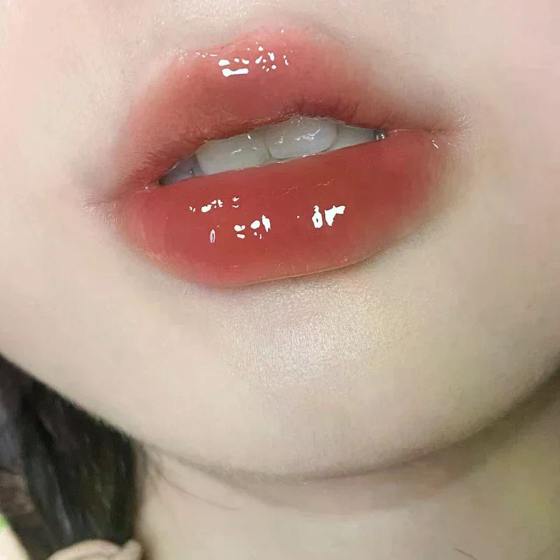 アイスティーミラーリップグレーズ水っぽいリップグロス防水持続透明ゼリー液体口紅女性美容メイクアップリップ化粧品