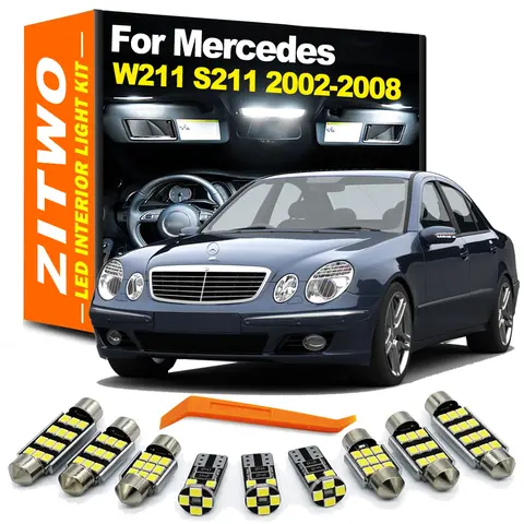 ZITWO 풀 LED 인테리어 돔 풋 도어 플레이트 라이트 키트, 메르세데스 벤츠 E 클래스 W211 S211 E270 E300 E320 E350 E500 2002-2008