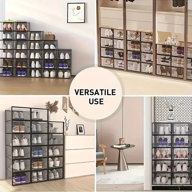 24pcs Large Stackable Plastic Shoe Storage Boxes Dustproof Transparent Display Cabinet for Men/Women Sports Shoes Boots Hat Orga image 6