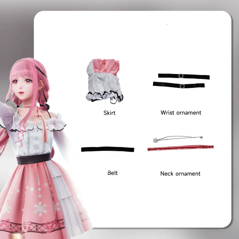 Disfraz de Cosplay CyGame Nikki, peluca de Anime Infinity Nikki, vestido rosa dulce de Lolita, bonito traje de fiesta de Halloween para mujer, traje de falda