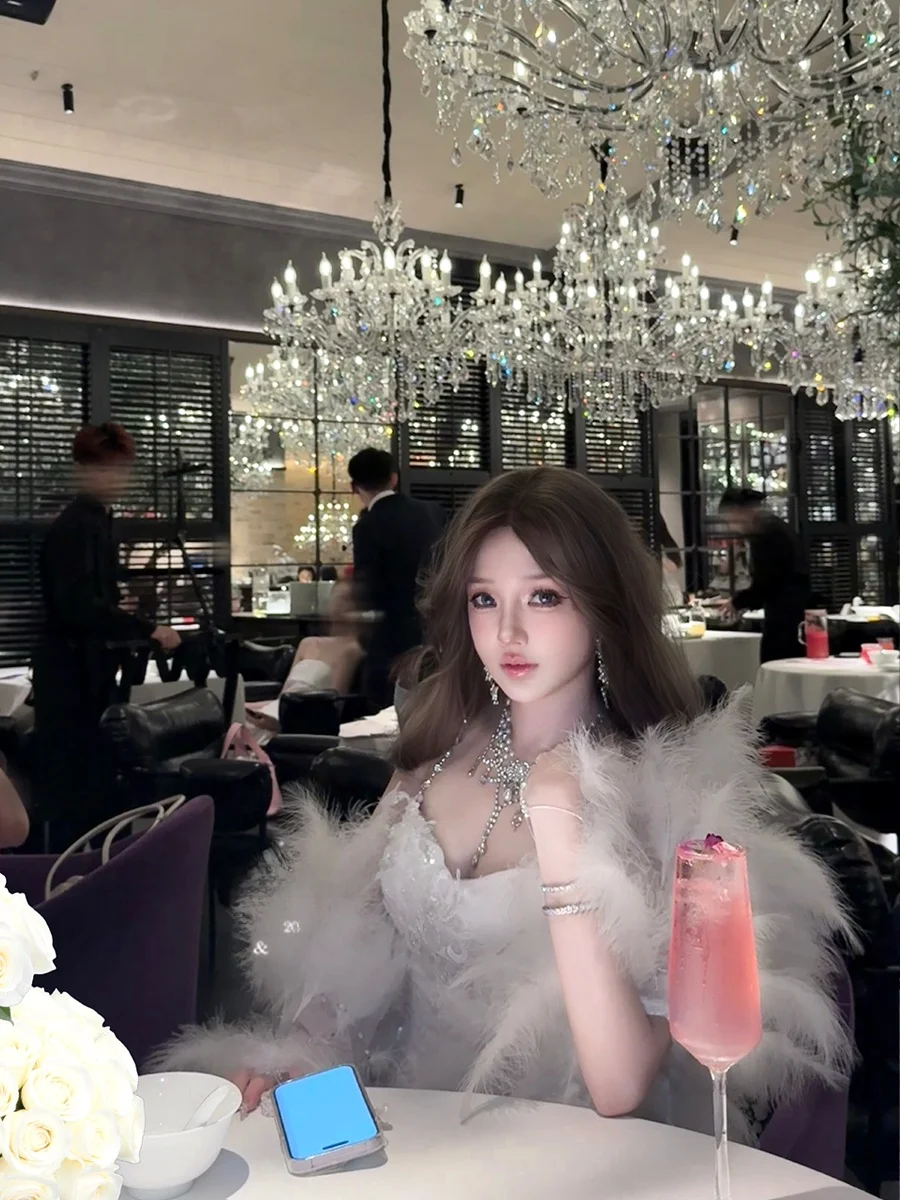 Original Design White Fringed Shoulder Wrap Dress Accessory Angel Wings Style Women's Fashion Spring Summer Autumn Long Coat