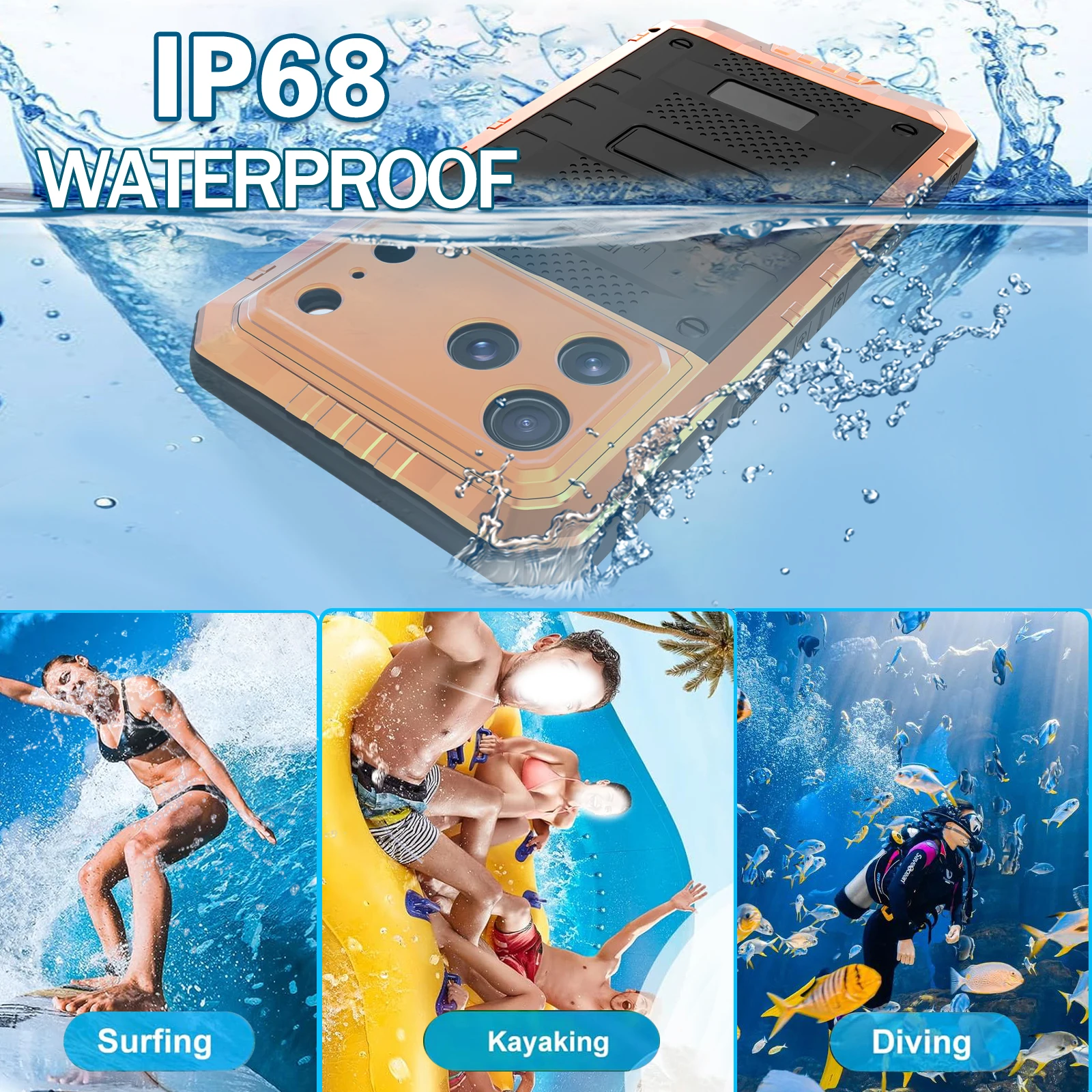 Wojskowe etui antywstrząsowe do iPhone 17 Pro 16E Air 16 15 14 13 12 Pro Max IP68, w pełni wodoodporne, silikonowe zabezpieczenie, aluminiowa obudowa. — zdjęcie produktu 2