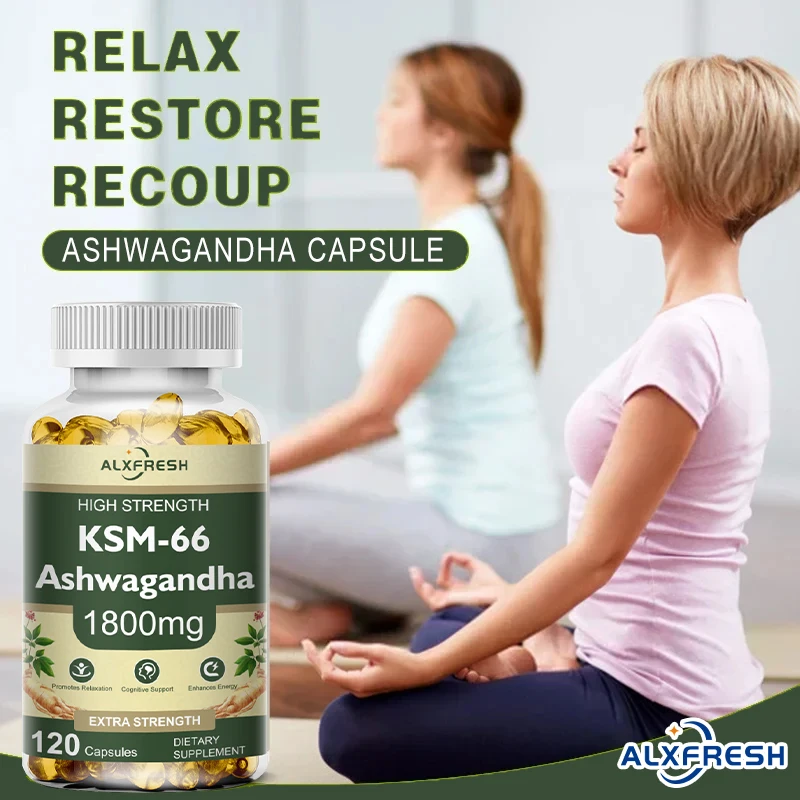 KSM-66 Capsules naturelles Ashwagandha Supplément Ashwagandha |   1800 mg pour le soutien de la santé - Végétalien à base de plantes sans gluten