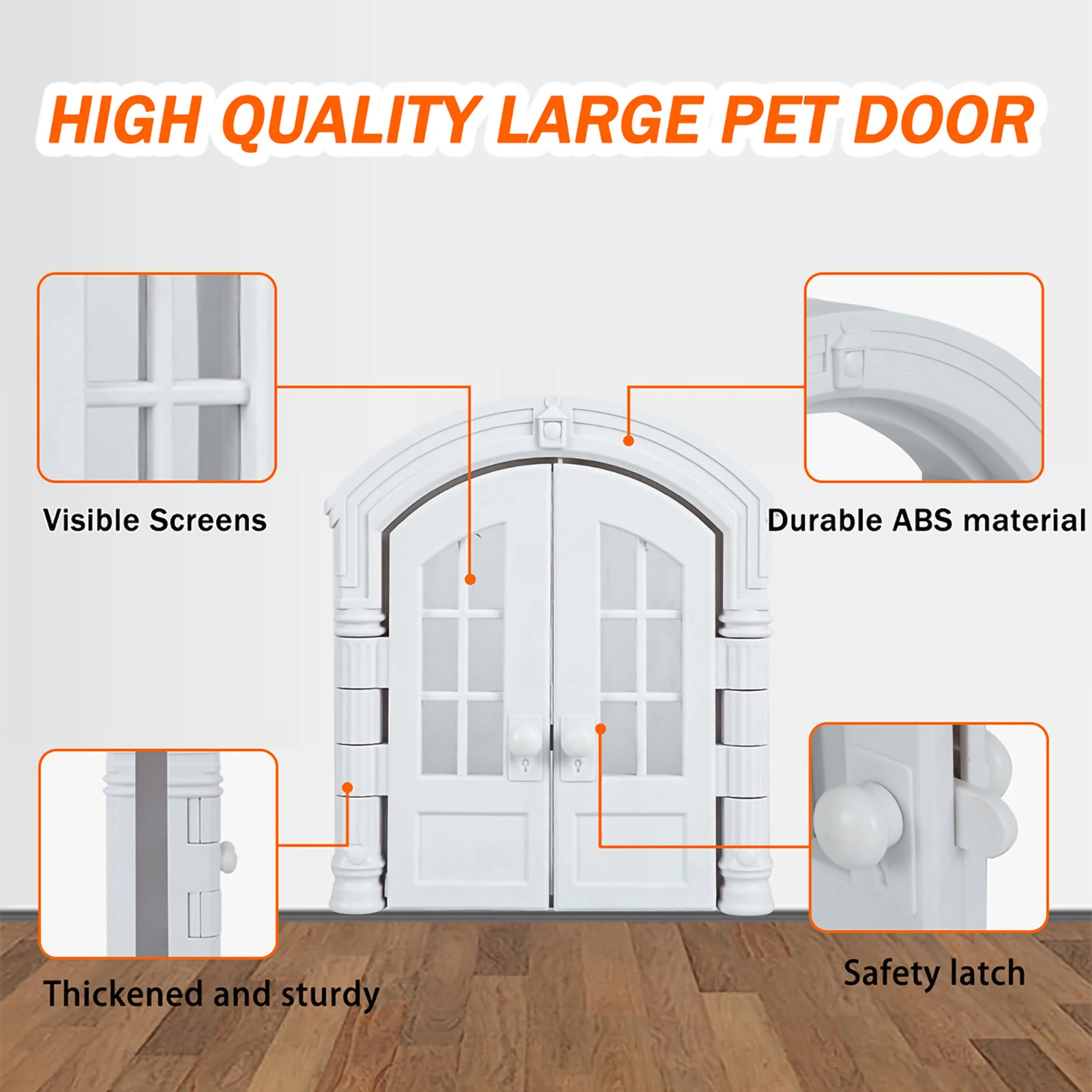 Cat Door Interior Exterior Pet Cat Dog Flap Doorpet French Double Door Opening No-Flap Weatherproof Pet Doors for Cats and Dog