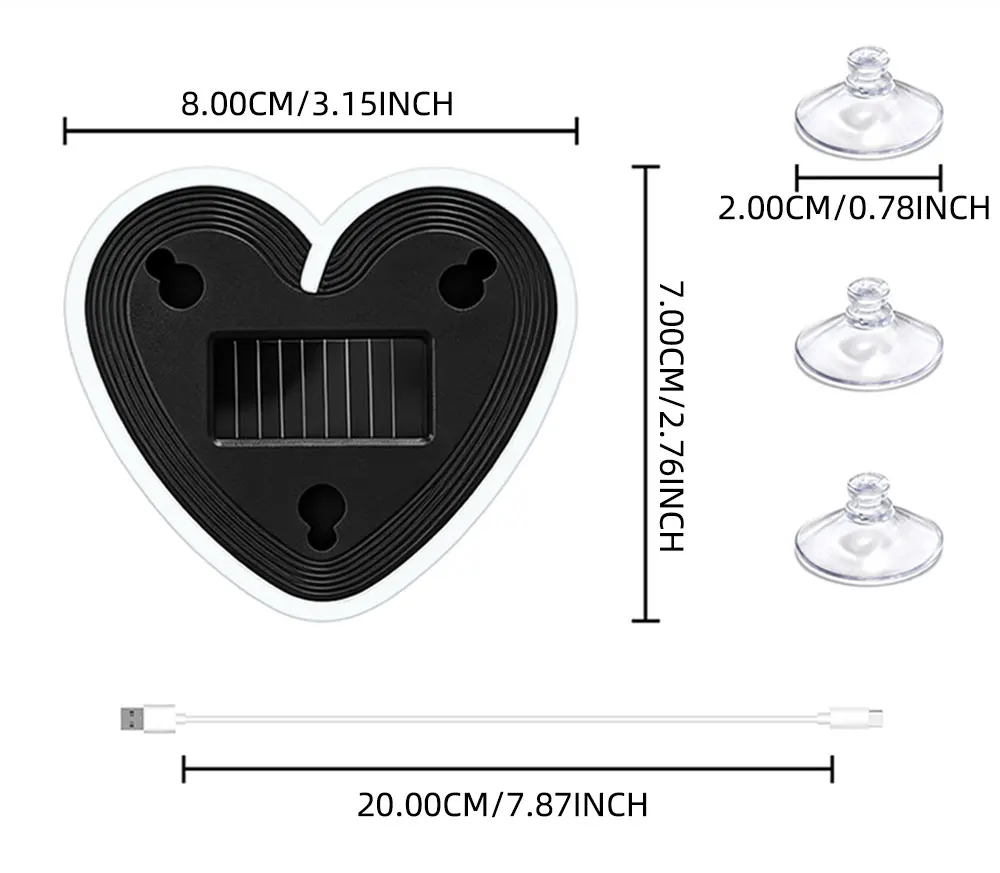 1PCS USB Solar Powered Heartshaped Symphony Colorful Led Ambient Light Bedroom Night light Front Rear Windowsheid Decoration
