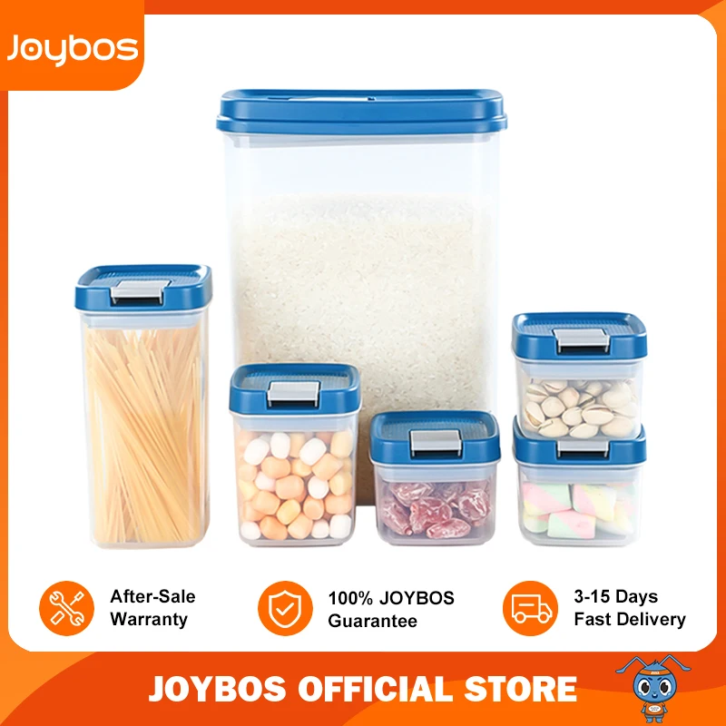 

Joybos Food Storage Box Container 6 PCS Large Suit Kitchen Cans For Bulk Cereals Multigrain Block BPA FREE Dessert Bottle Jar