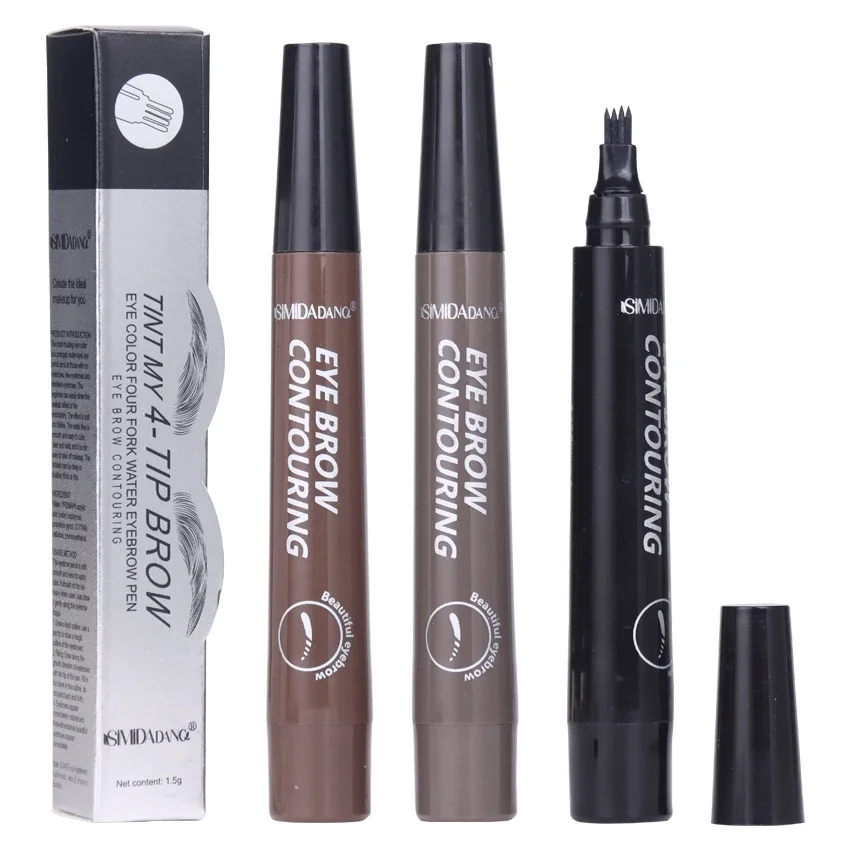 5 Colors Eyebrow Pen Waterproof 4 Fork Tip Eyebrow Tattoo Pencil Cosmetic Long Lasting Natural Dark Brown Liquid Eye Brow Pencil