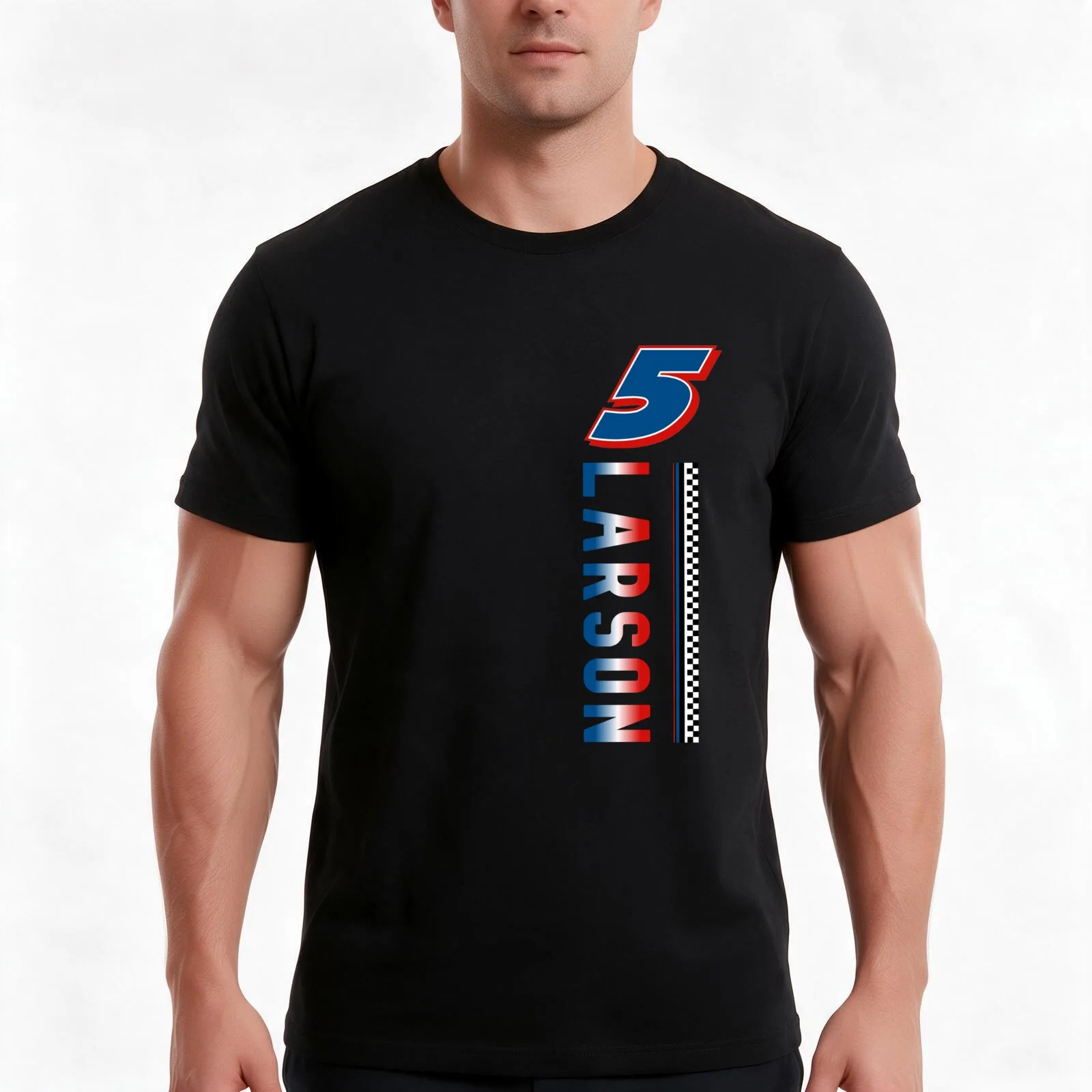 Kyle Larson Name Stripe T-Shirt, Summer Casual Cotton Tee, Oversized Streetwear Tops, Vintage Graphic Print, Unisex Men Women