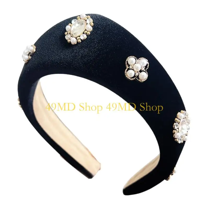 

49MD Элегантный черный плюшевый и жемчужный аксессуар для женской моды для женской моды