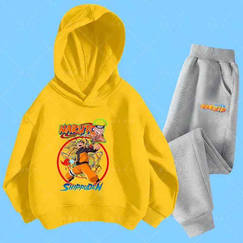 

Cute Fashion Anime Naruto Hoodie Set Kids Clothes Boys Girls Clothing Children's Sports suit Hoodie Pants 2-piece set