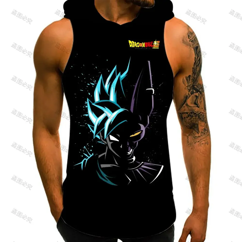 Men's T-shirts Hooded T-shirt Vegeta Dragon Ball Z Custom Tank Top Men 2024 Harajuku Style Sleeveless Shirt Man Gym Summer New