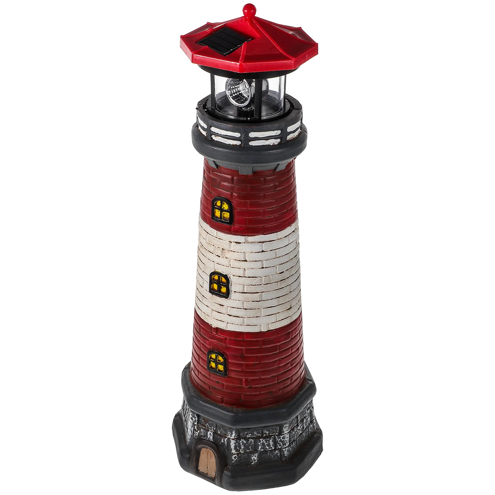 

Nautical Lighthouse Decor Patio Lights Outdoor Waterproof Decorations Glowing Statue Lawn Lantern Red