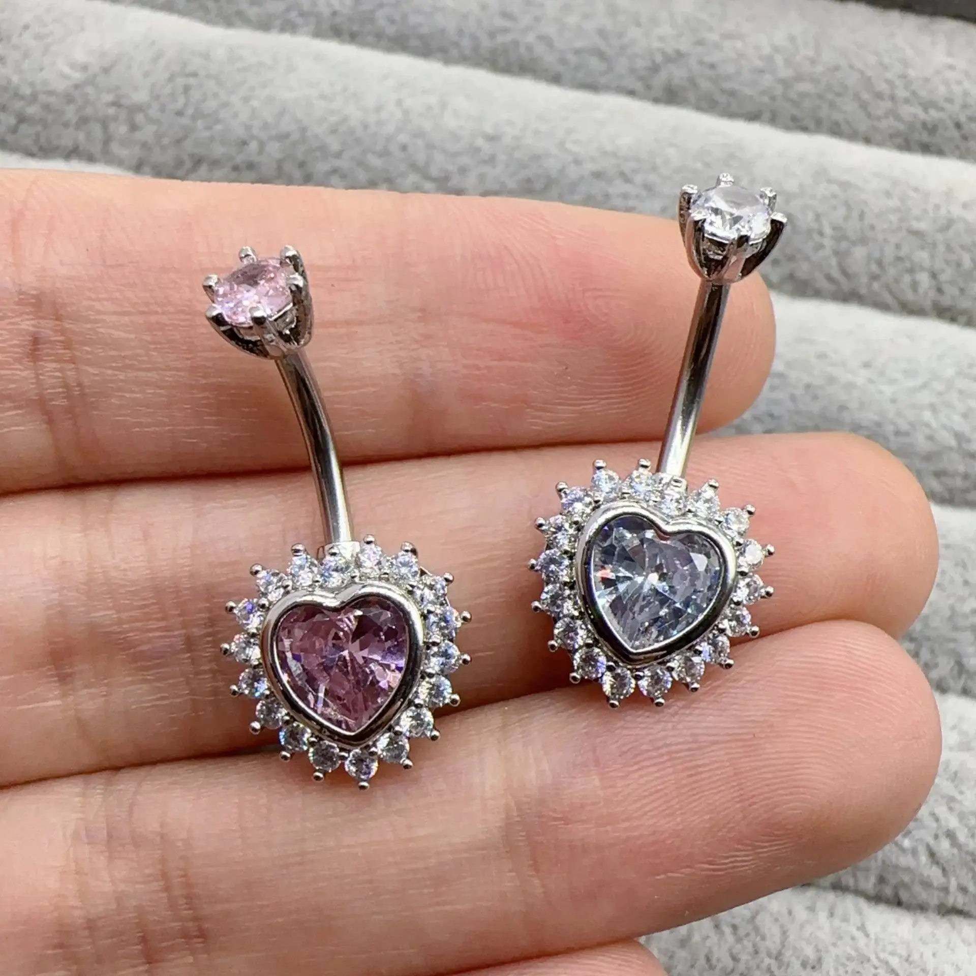 suower-ジルコンへそリング銅バーベルファッショナブルなジュエリーアクセサリー男性と女性用