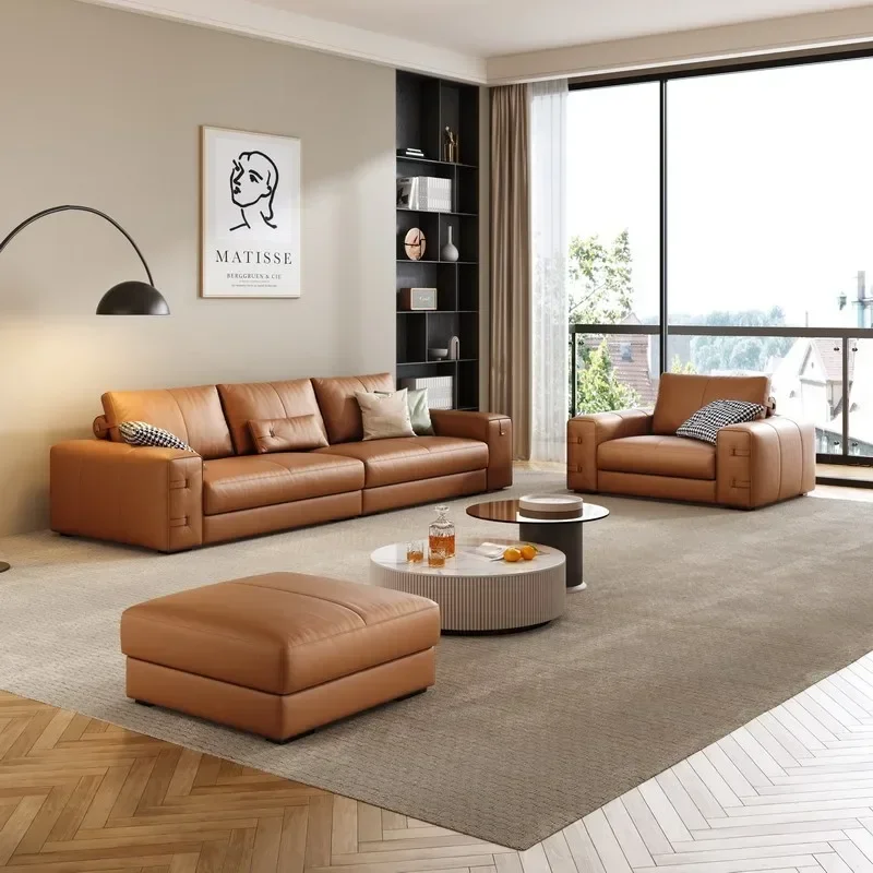 2026 Hot Sale Italian genuine 2 seater latex sofa set modern Nordic couch sofa top layer cowhide leather sofa